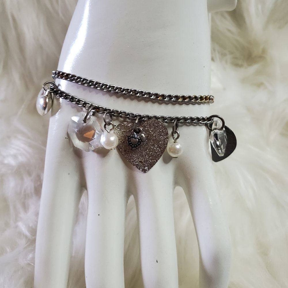 Aeropostale Silver Double Stranded Charm Bracelet